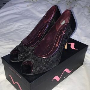 Black shimmery Nina heels